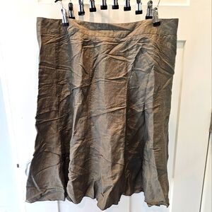 Sandro Paris 16W Linen Blend A-Line Skirt Olive Khaki Green Plus Size